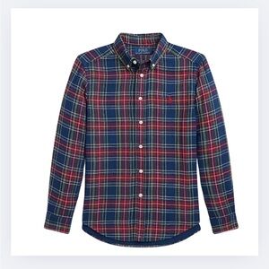Polo Ralph Lauren Boys Red & Navy Plaid Sport Shirt — Size 7
